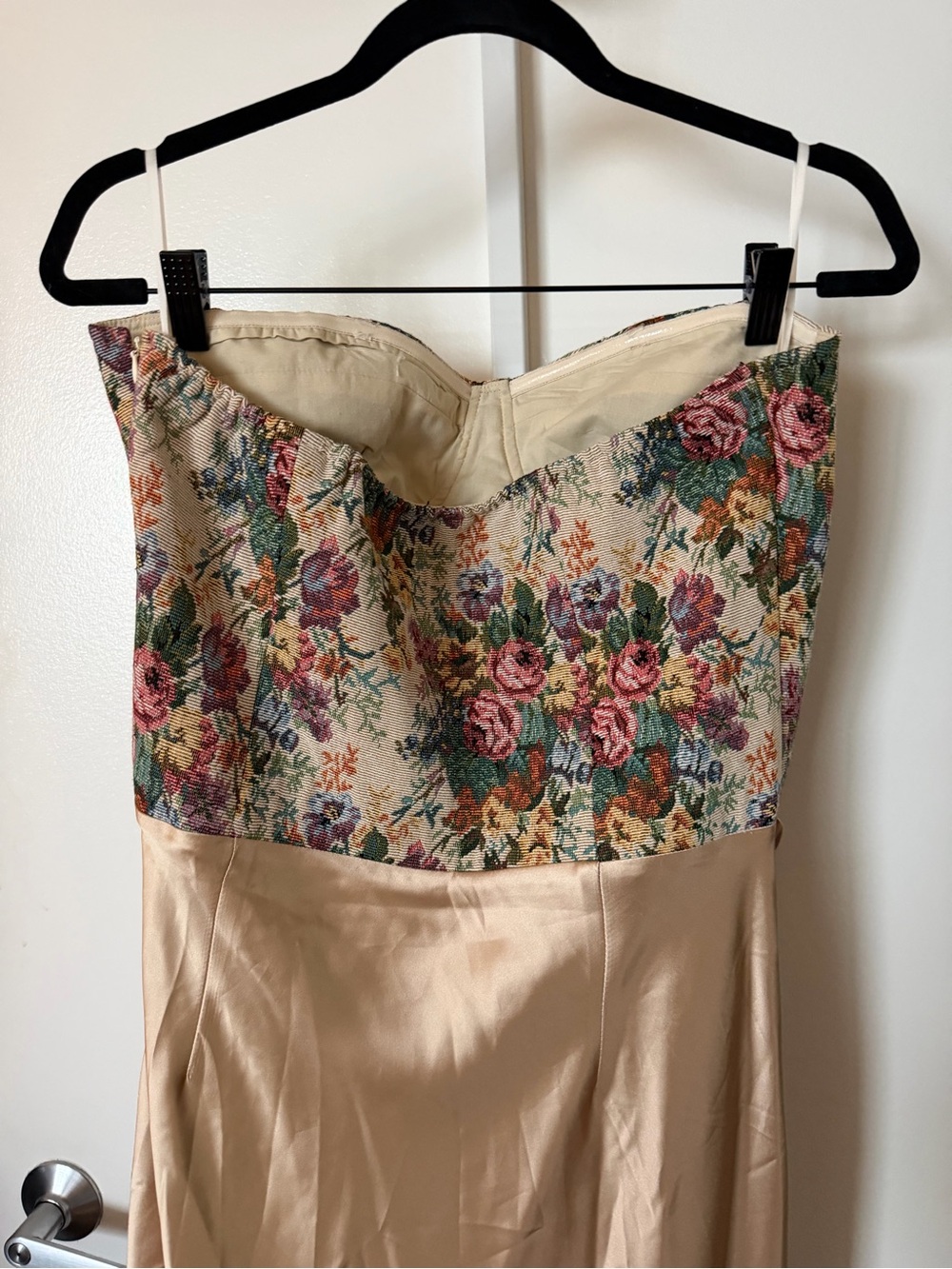 NWT - Commense - L- Floral Strapless Corset Top with Champagne Satin Skirt dress - Picture 6 of 8